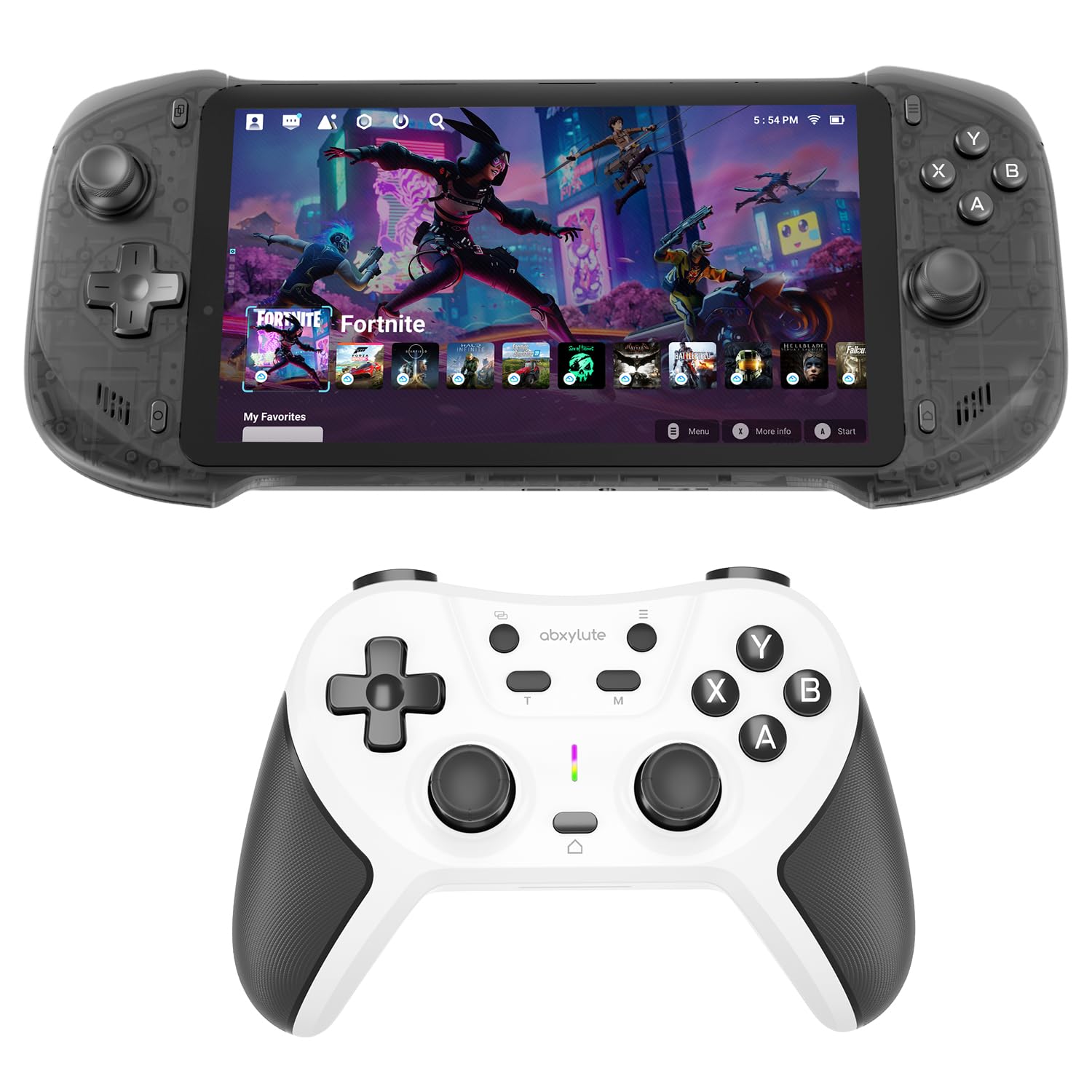 OnePro Cloud Handheld Portable Remote Play Gaming Console + C5P Wireless PC Controller Bluetooth Game Controller 1000Hz