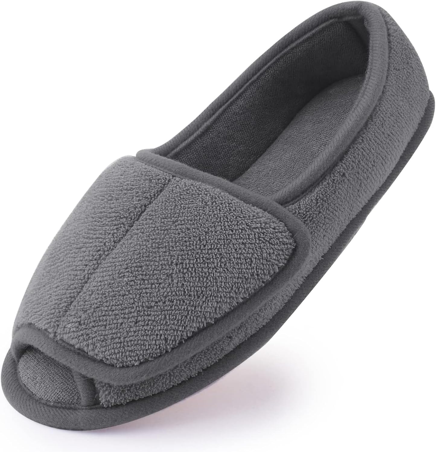 Git-up Diabetic Slippers for Women Memory Foam Arthritis Edema Adjustable Open Toe Swollen Feet Slippers Bedroom House Indoor Outdoor Shoes with Rubber Sole