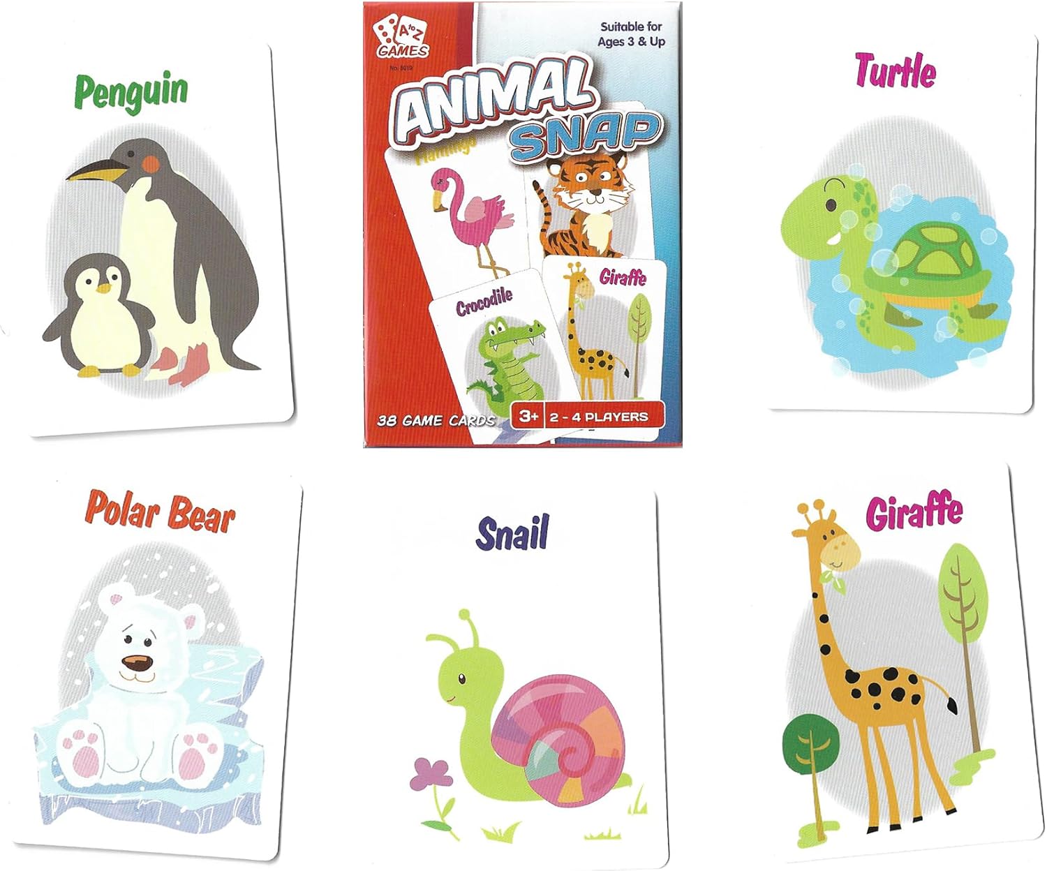 A-Z Animal Snap Card Game | Travel Games for Kids, Kids Card Games - 38 Game Cards for 2-4 Players