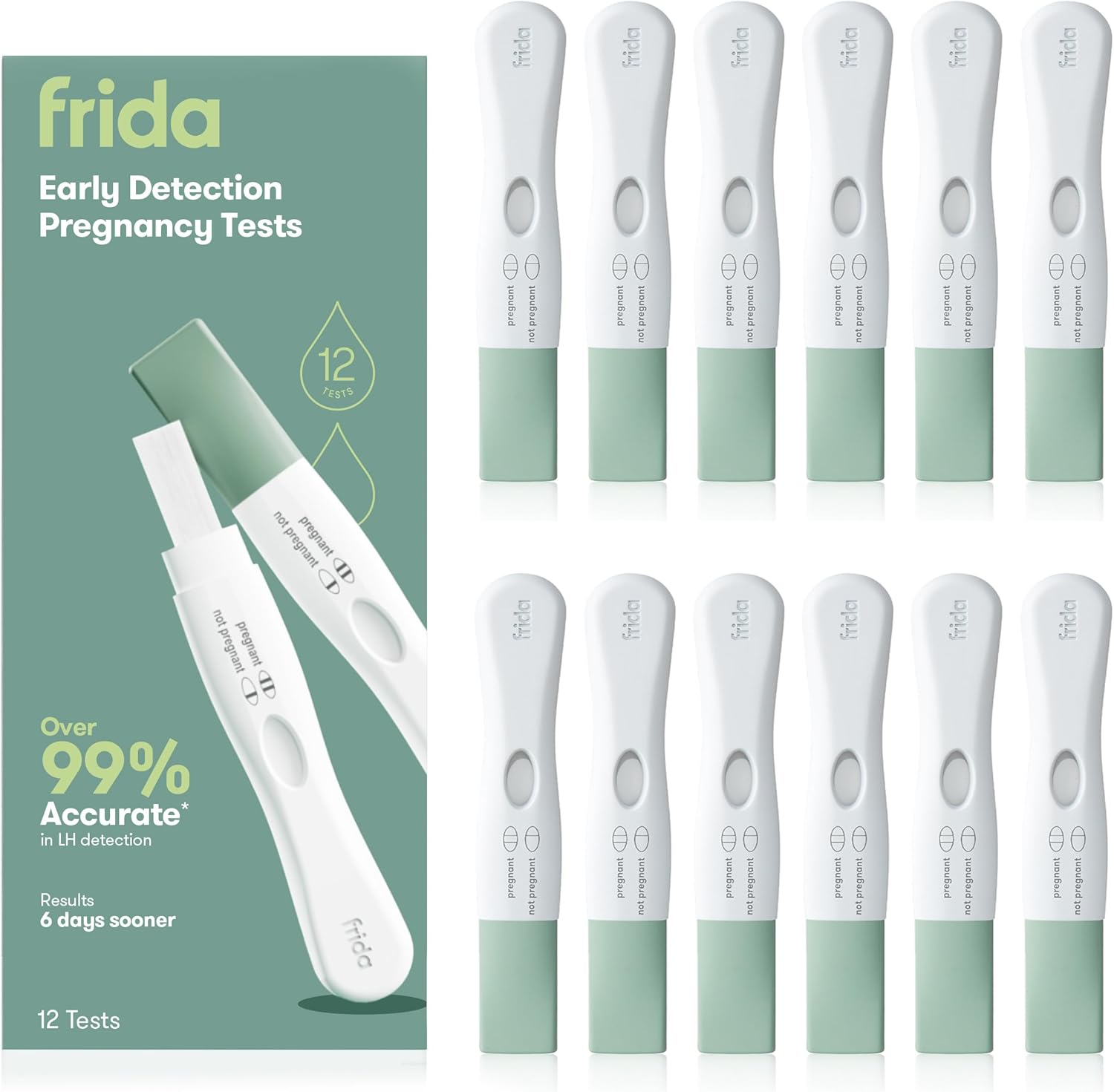 Frida Fertility Early Detection Pregnancy Tests | Easy at Home Pregnancy Tests, Over 99.9% Accurate HCG Test Strips, Early Results, Quick + Easy to Use | 12 Pregnancy Tests