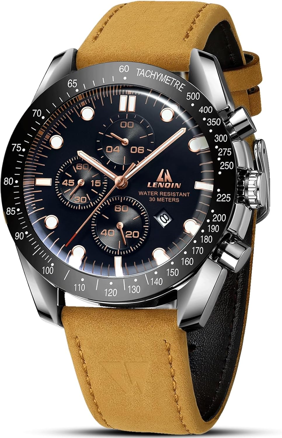 LN LENQIN Mens Watches Analog Quartz Watches for Men 30M Waterproof Men's Wrist Watches Fashion Business Watches with Date Leather Watch No Chronograph