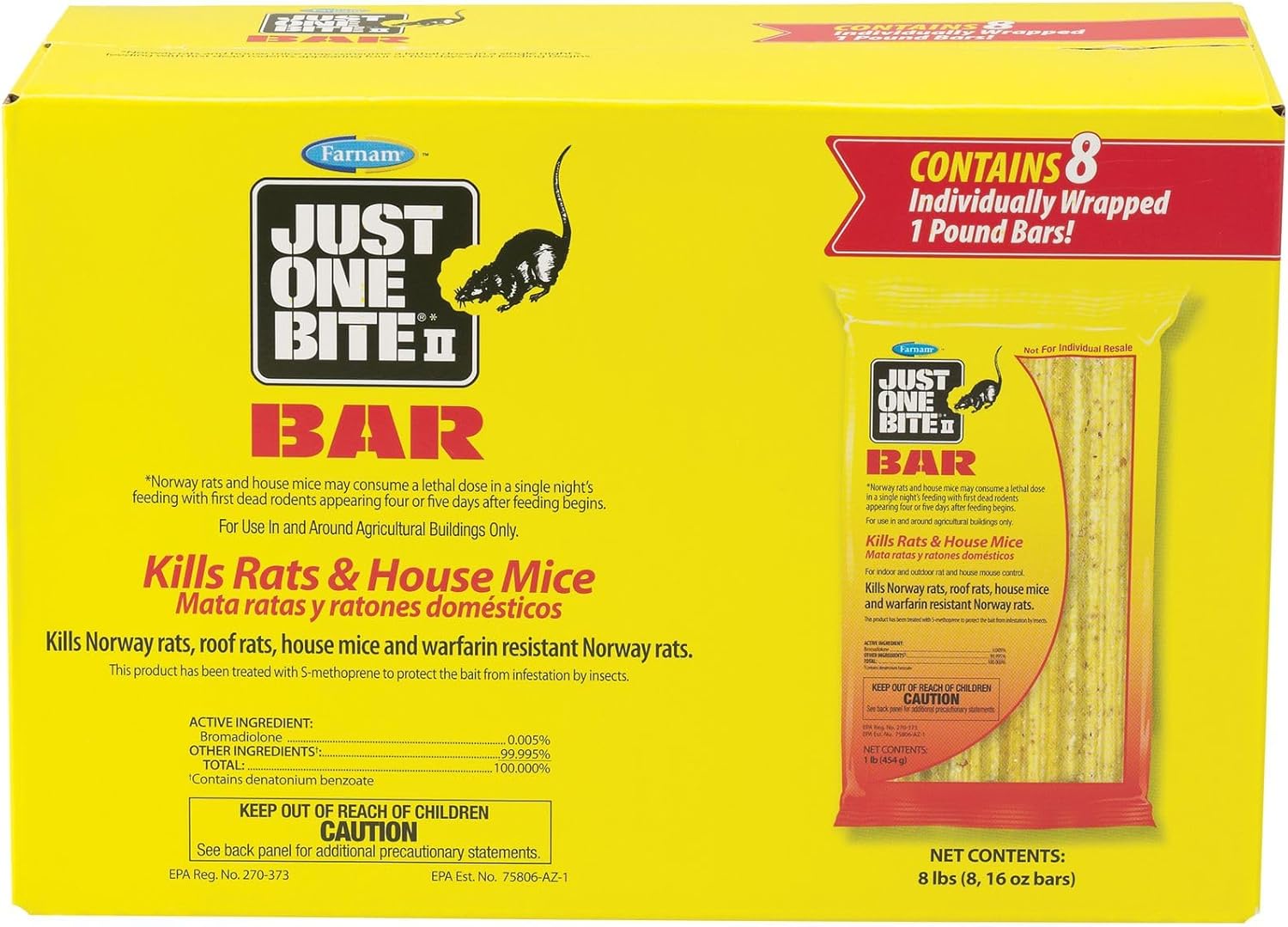 Farnam Just One Bite II Rat & Mouse Bar 8pk 8lb