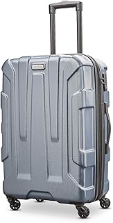 Samsonite Centric Hardside Expandable Luggage with Spinner Wheels, Blue Slate, Checked-Medium 24-Inch