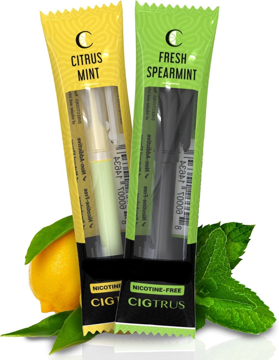 Cigtrus Smokeless Air Inhaler - Tobacco-Free, Nicotine-Free, & Non-Electric | Oral Fixation Relief Aid | Habit Replacing Breathing Stick | 2 Pack (Fresh Spearmint & Lemon Lime)
