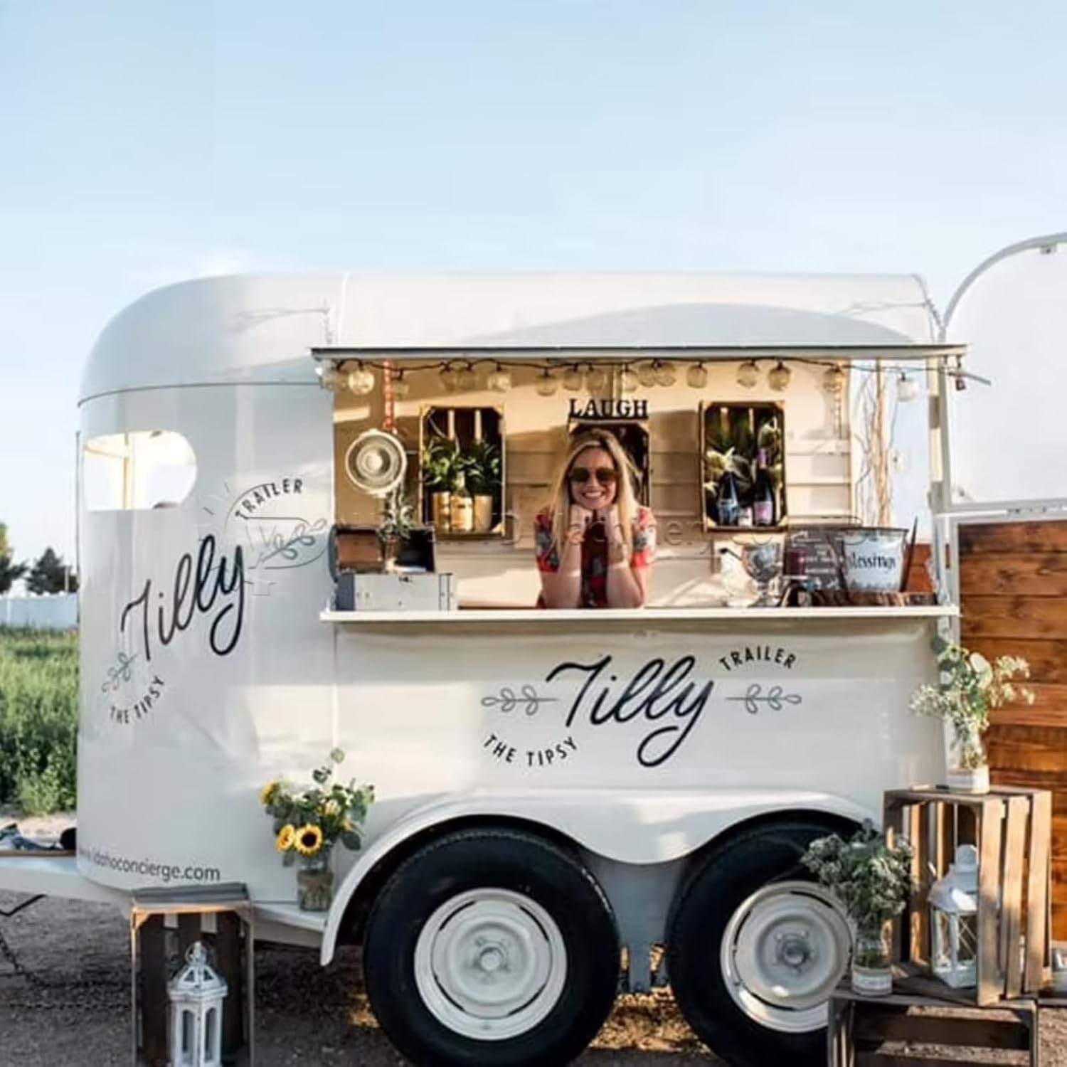 Candy Flower Food Cart – Retro Horse Trailer Mobile Bar, Ice Cream Truck, Hot Dog & Pizza Kitchen, Outdoor Vending Cart for Festivals, Weddings & Street Catering