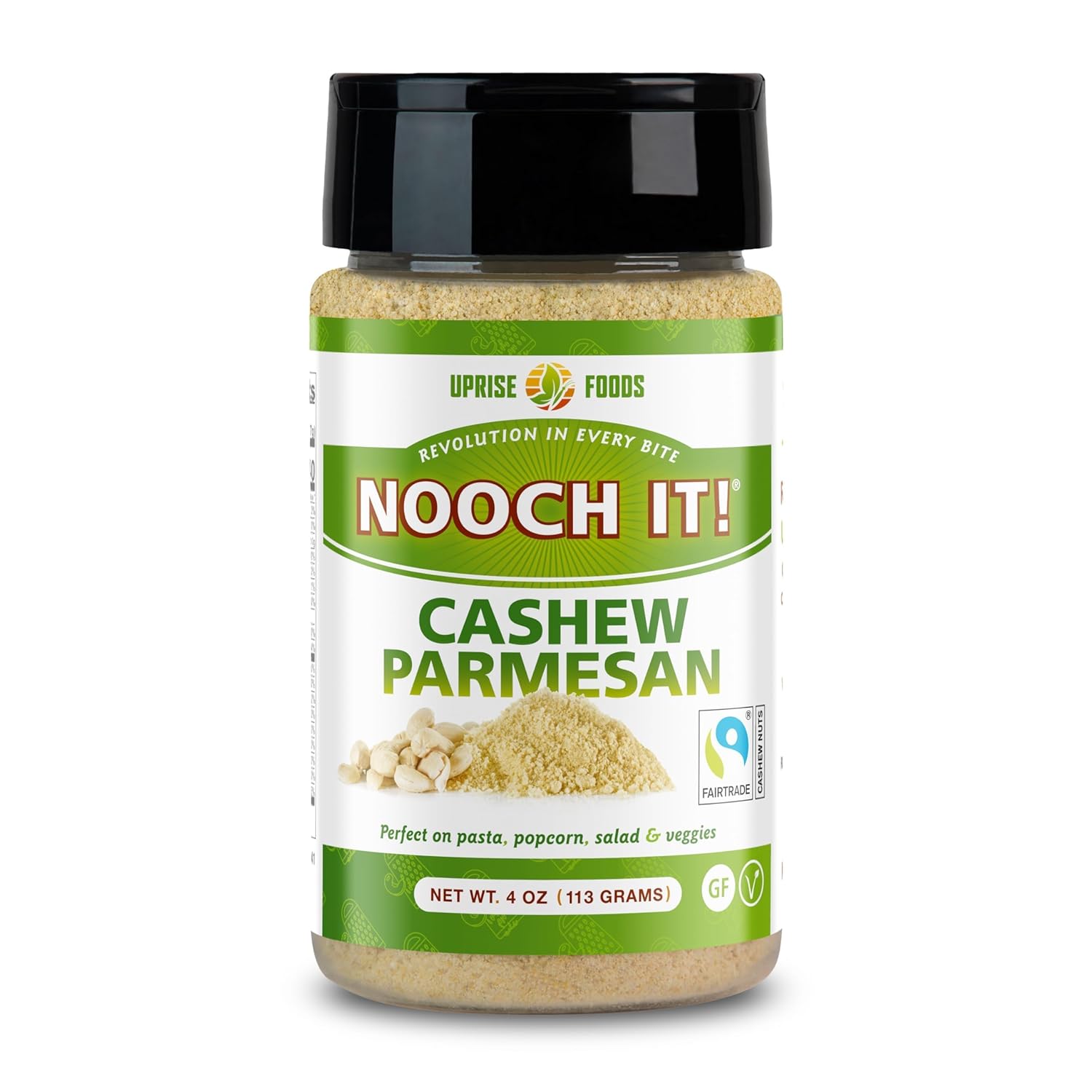 NOOCH IT Cashew Parmesan Cheese – 4oz | Dairy-Free, Organic, Fair Trade, Non-GMO, Gluten-Free | Plant-Based Cashew Cheese Topping & Parmesan Substitute for Pasta, Pizza & Popcorn