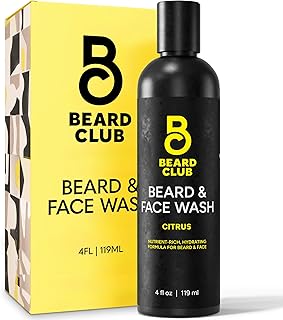 Beard Club Citrus Beard & Face Wash – All-in-One Cleanser, Softens & Nourishes Facial Hair, Hydrates & Cleans Skin, Paraben & Sulfate-Free