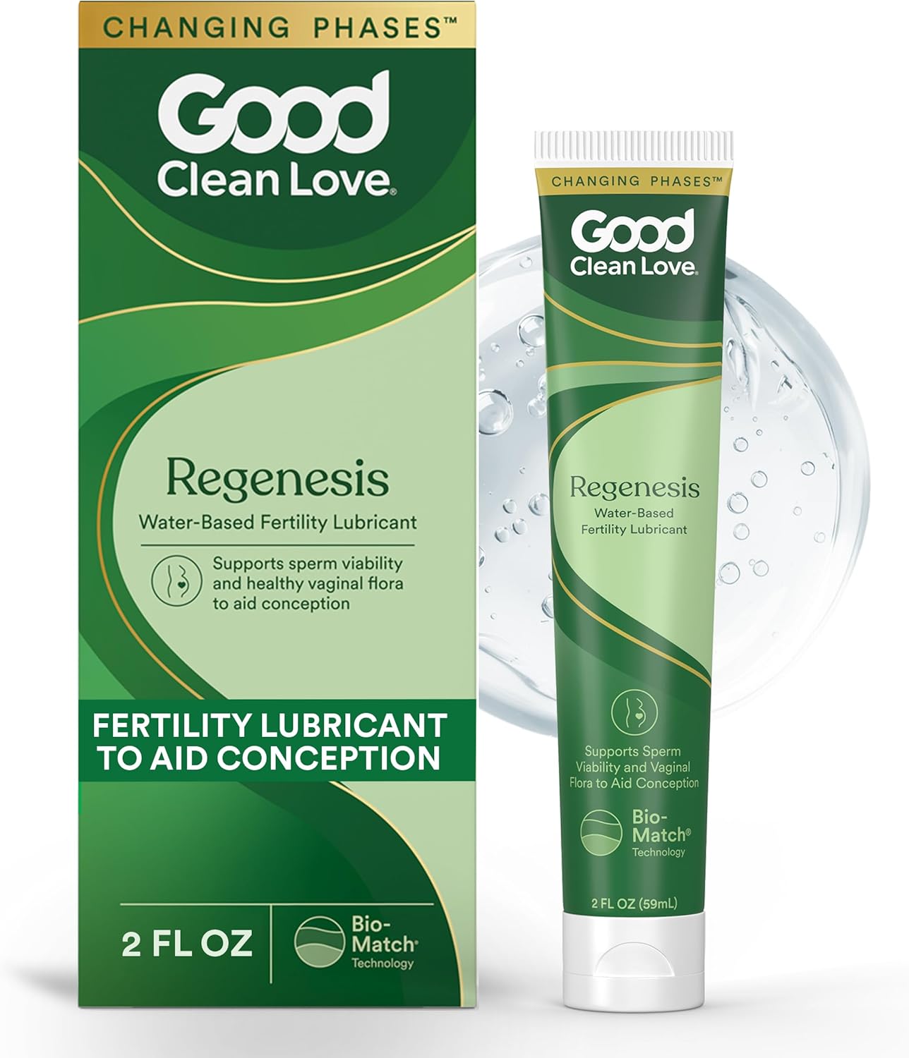 Good Clean Love Regenesis Fertility-Friendly Lubricant, Water-Based Lube for Women & Couples Trying to Conceive, with Magnesium and Calcium Ions, Personal Lubricant, Safe for Toys, 2 Oz (2-Pack)