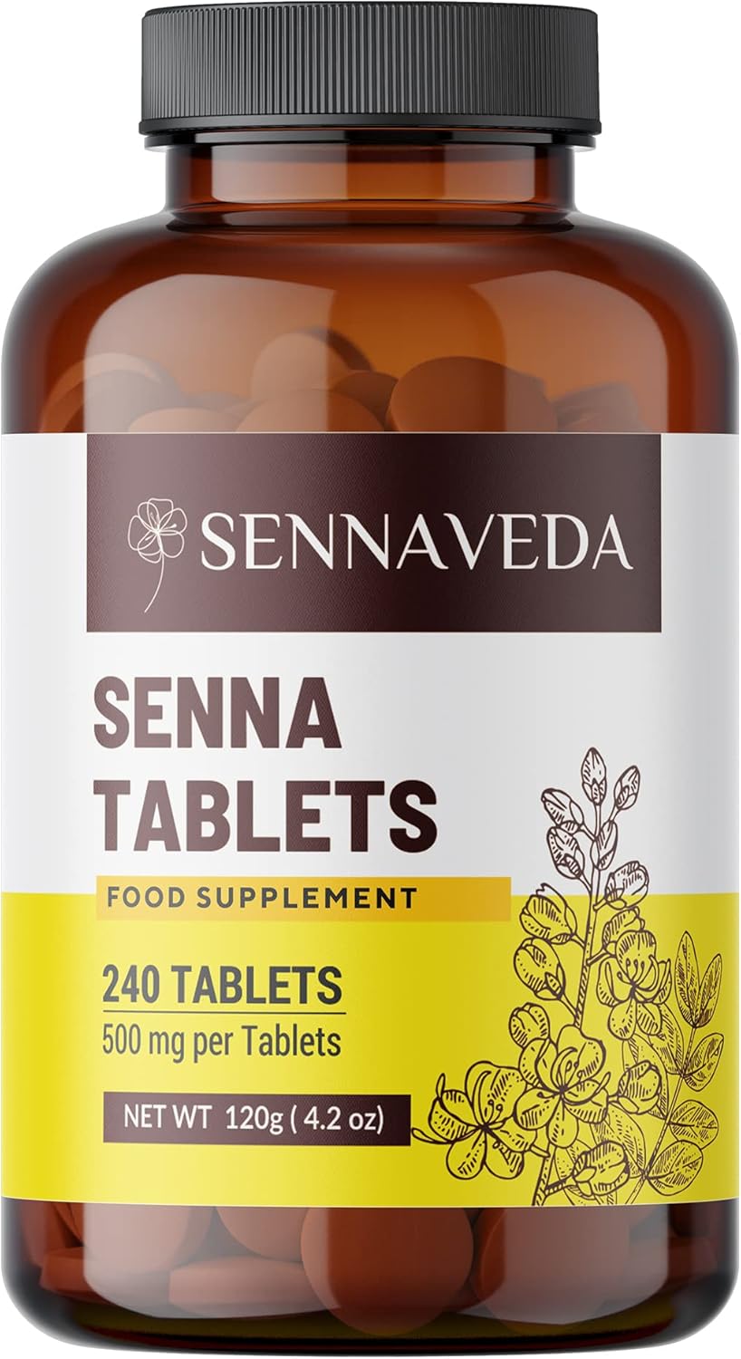 Sennaveda Senna Tablets 240 nos, Made with Senna Leaf Powder, Digestive Health, Detox Cleanse, Senna Leaf Powder Tablet
