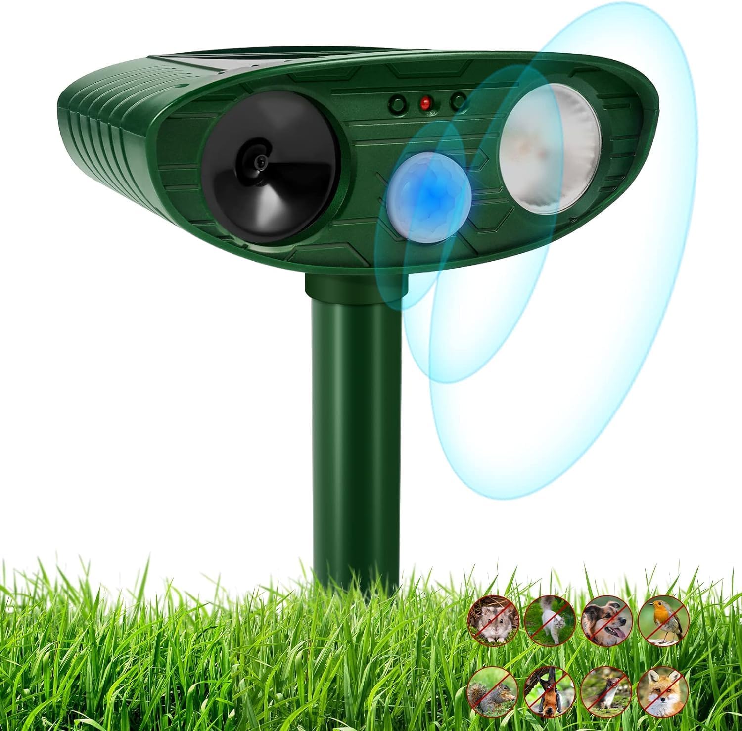 Ultrasonic Cat Repellent for Garden – Solar Fox Repellent for Gardens, Waterproof Cat Scarer with PIR Motion Sensor & LED Flash, Cat Deterrent for Garden UK