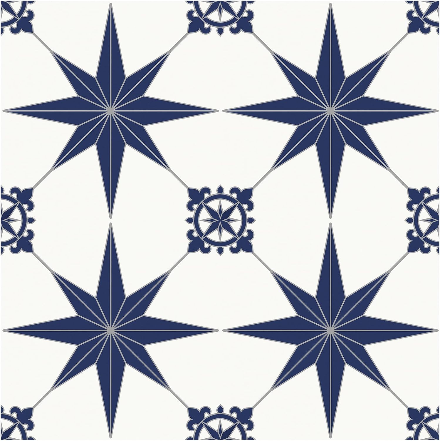 MORCART 7.87" x 7.87" Peel and Stick Floor Tile, 40 PCS Self-Adhesive DIY Vinyl Flooring for Renters, Removable and Waterproof Tile Sticker for Bathroom, Kitchen, Staircase (Blue Star)