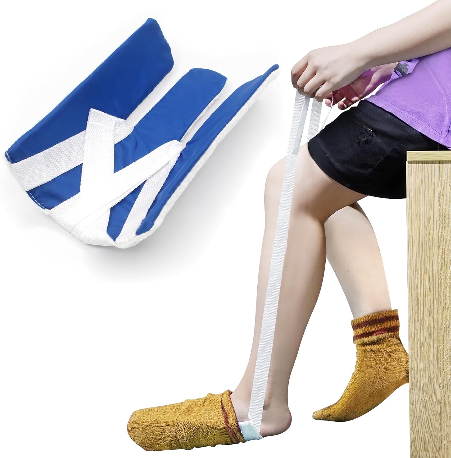 Sock Aid,Sock Aids for Putting on Socks,Sock Assistant Device No Bending,Sock Aid Device for Elderly,Disabled,Pregnancy,Sock Aide Sock Puller Easy On and Off(Dark Blue)