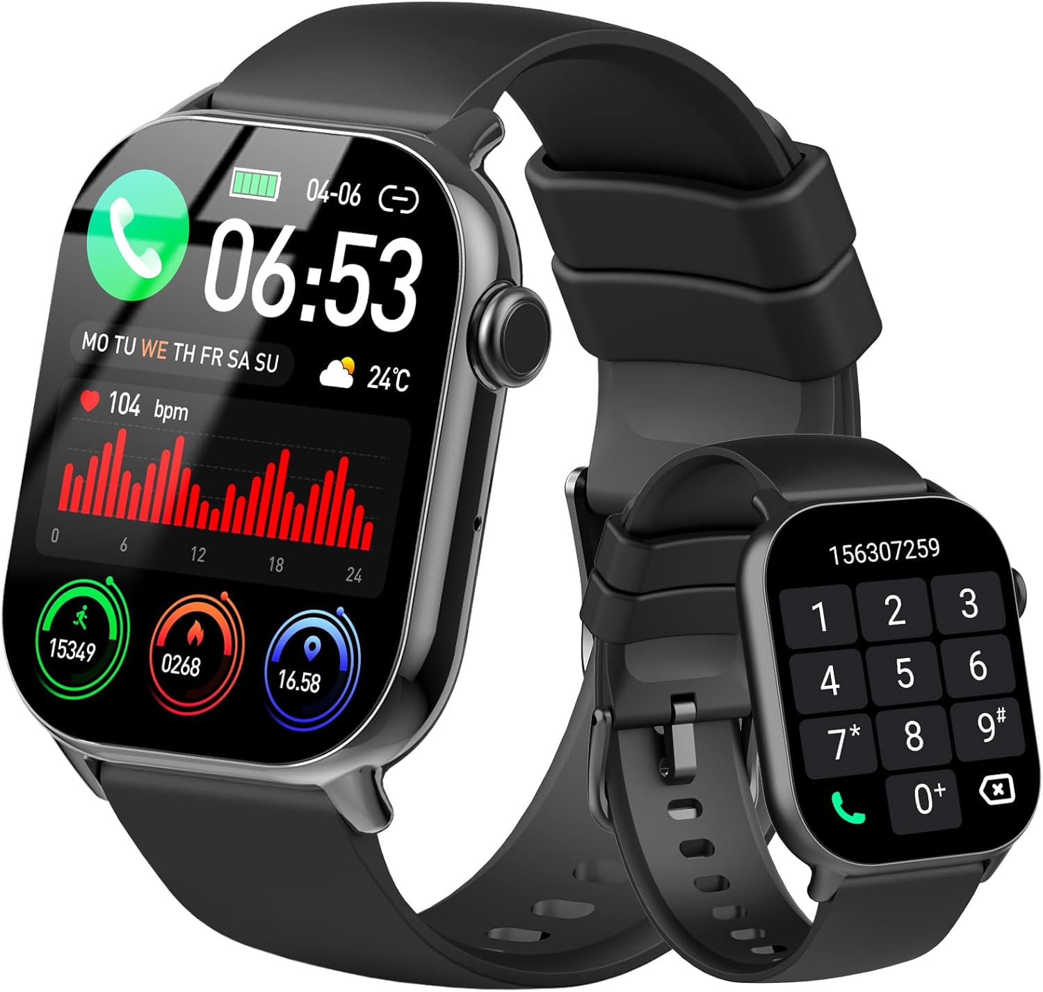 Smart Watch(Answer/Make Call), 1.96" HD Smartwatch for Men Women, 2025 New Fitness Watch with 100+ Sport Modes, Heart Rate/Sleep/SpO2/Calories Monitor, IP68 Waterproof Activity Tracker for Android iOS