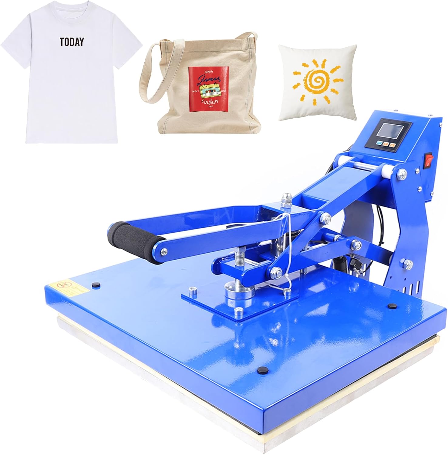 Heat Press 16'' x 20'' Manual Magnetic Semi-Automatic Heat Press, 110V/60HZ Auto Open Heat Press Machine Horizontal Version for T-Shirts Hats Bags