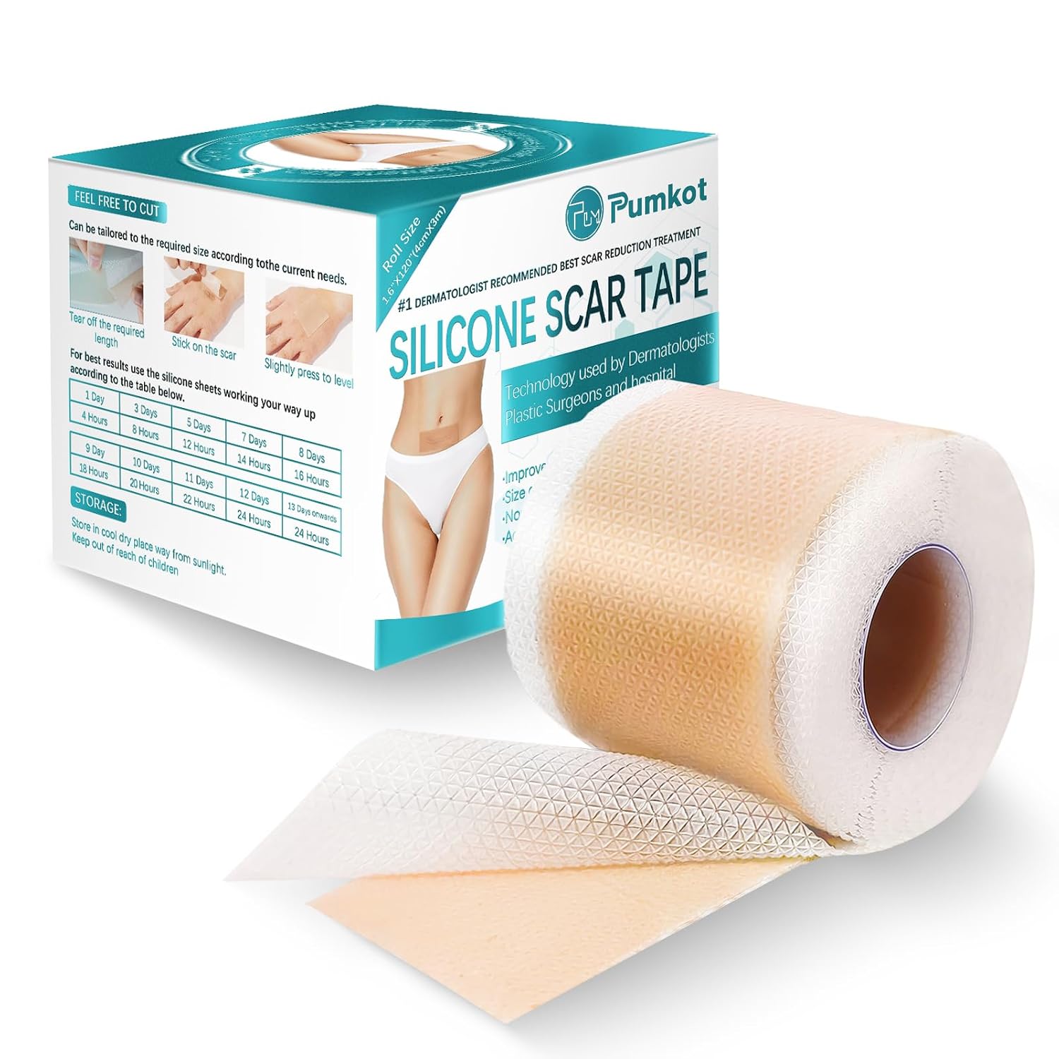 Pumkot Silicone Scar Sheets, Silicone Scar Tape for Surgical Scars, 3M