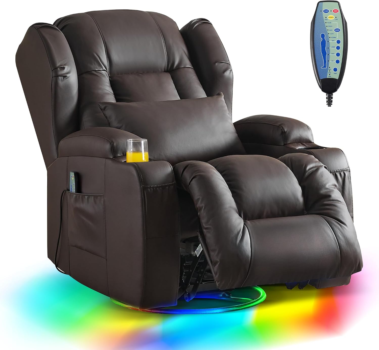 DRMBOOK Dual Motor Power Swivel Rocker Recliner Chairs with Massage & Heat