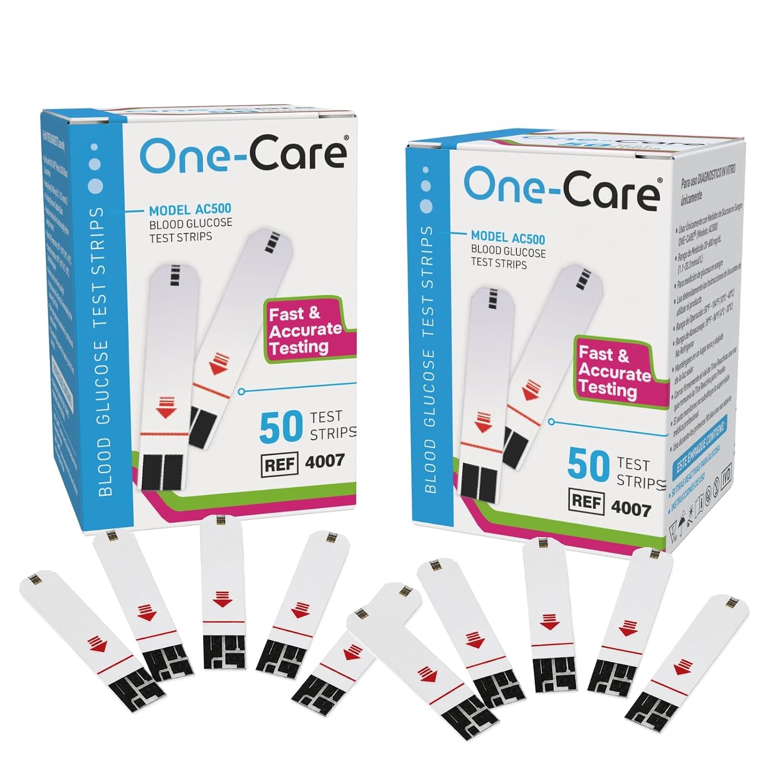ONE-CARE Glucose Test Strips, for Use with ONE-CARE Meter, 100 Count