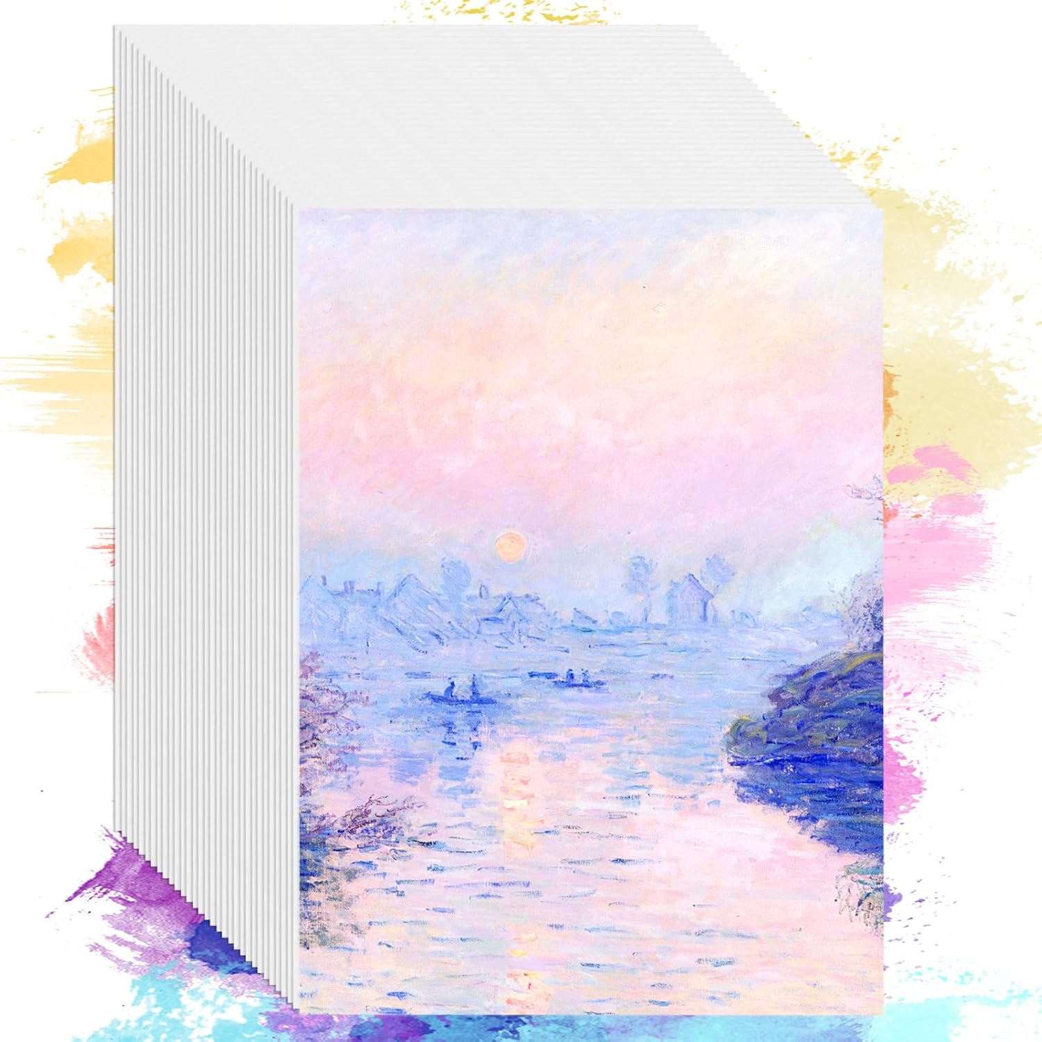 80 Sheets Watercolour Paper Pad, 5" x 7" Water Colour Papers, 140LB/300GSM White Cotton Painting Drawing Watercolor Paper Bulk Hot Pressed for Adults Arts and Crafts Painting Supplies