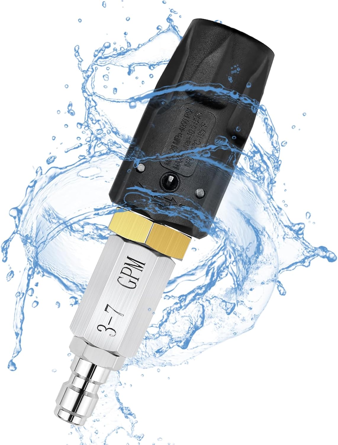 Adjustable Downstream Soft Wash Nozzle， Twist Nozzle 0 to 60° spray pattern with Low to High Reach， for elevated areas and hard to reach， for use with Pressure Washer 3-7 GPM