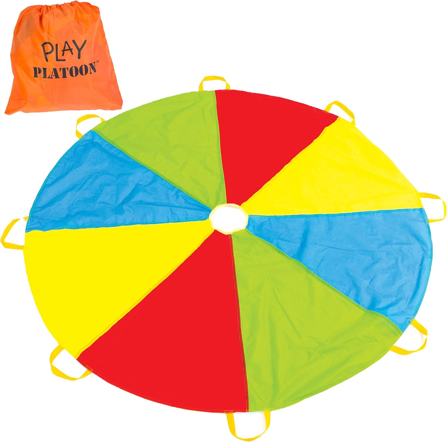 Play Platoon Rainbow Parachute Toy for Kids, 6 ft Play Parachute Game with 8 Handles, PE Equipment for Elementary School Gym Class, Backyard/Indoor Equipment