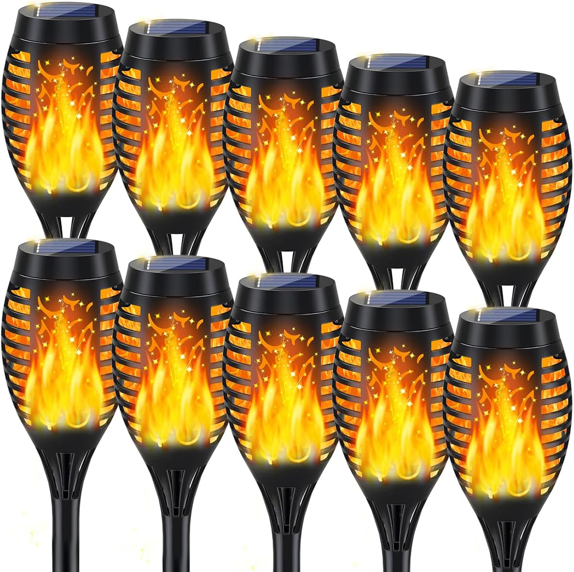 10Pack Solar Lights Outdoor, Solar Torch Lights Outdoor Flickering Flame for Outdoor Decorations, Waterproof Garden Light Solar Powered , Torches Flame Light for Outside Yard Patio Lawn Garden Decor