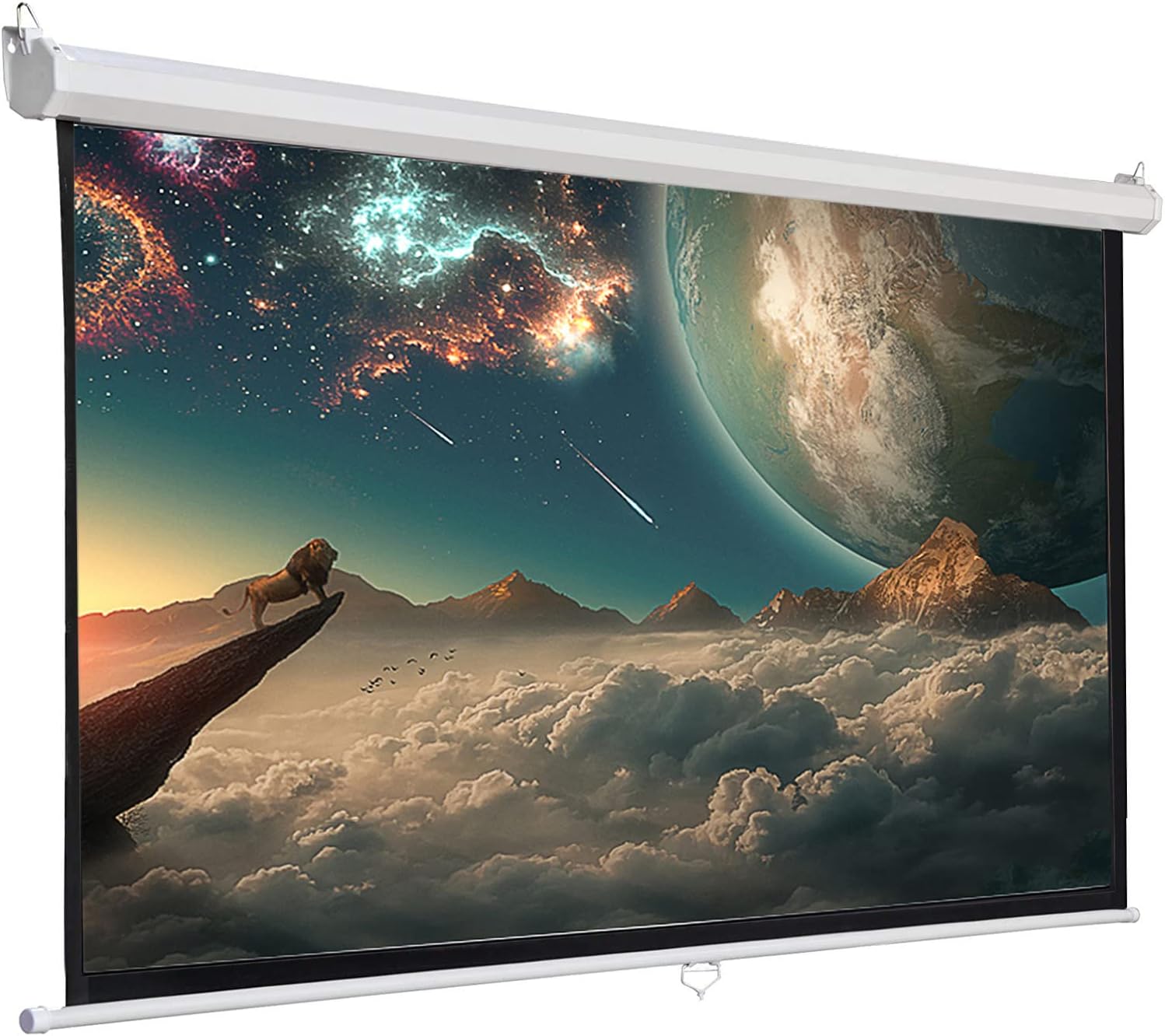 INMOZATA Pull Down Projector Screen, 92in Wall & Ceiling Mounted HD Projection Screen with 4:3 Ratio Matte White Screen for Home School Cinema Theater Outdoor Indoor Public Display (Size:181x136cm)