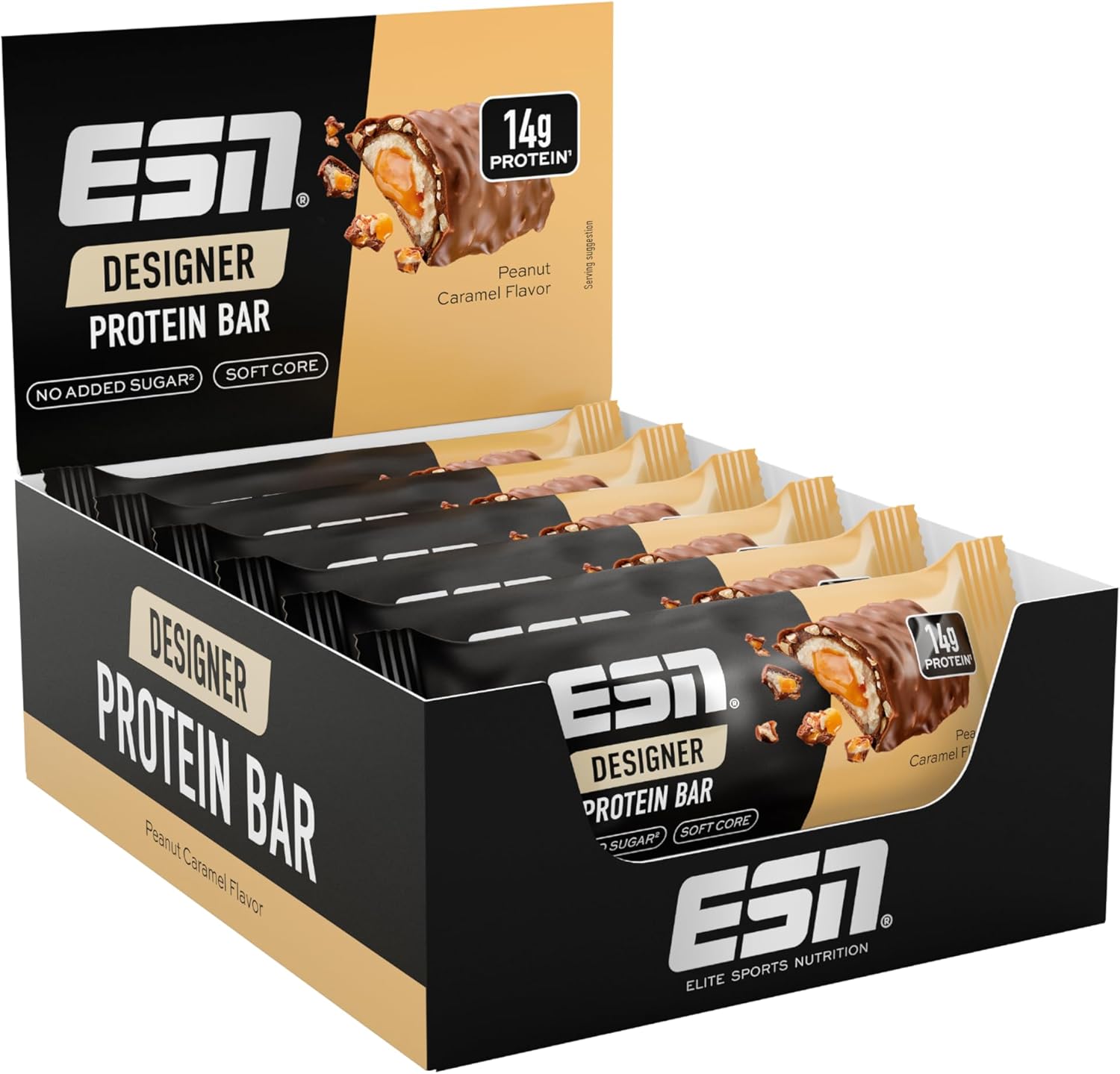 ESN Designer Protein Bar, Peanut Caramel, 12 x 45 g - High Protein Bar - Made in Germany