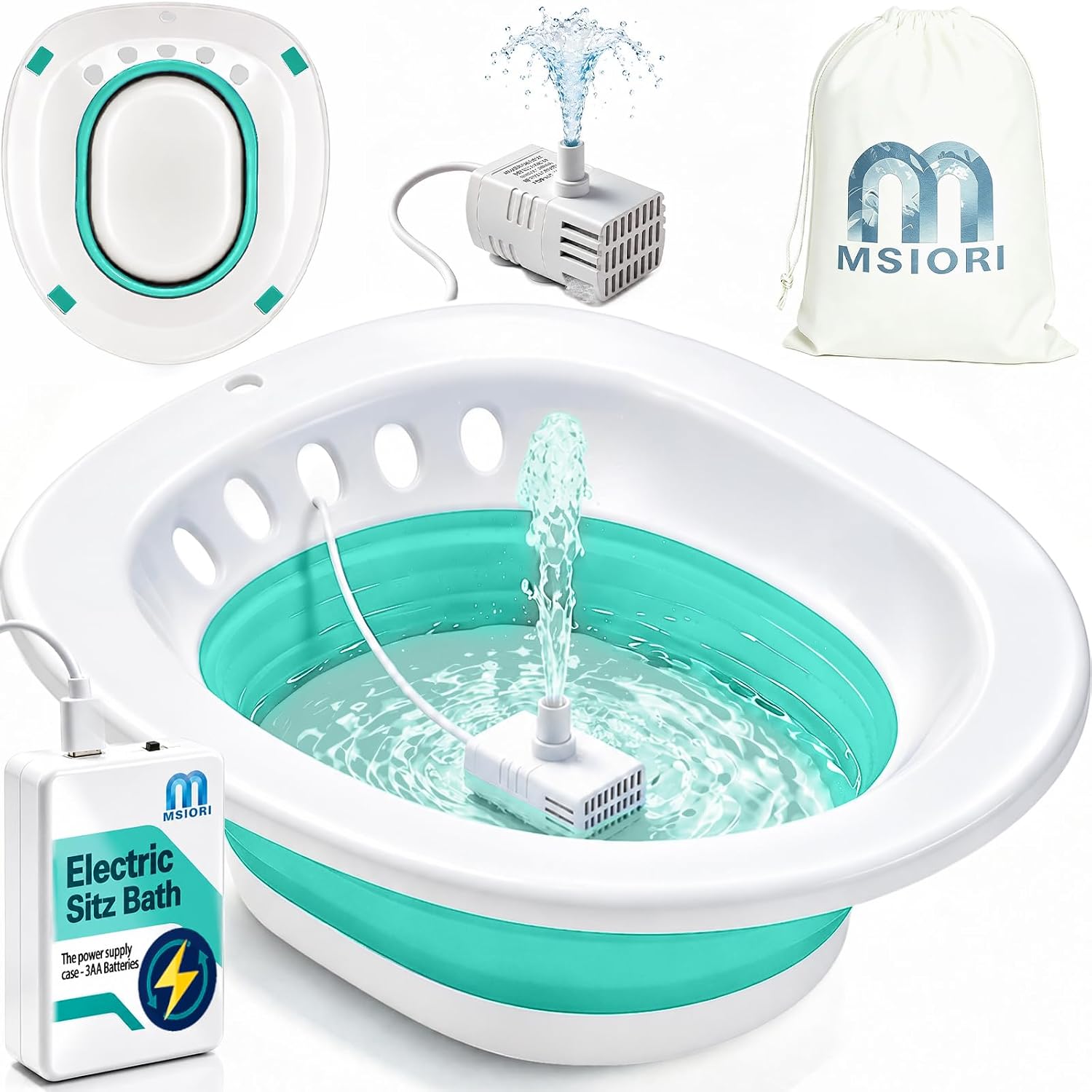 Electric Sitz Bath for Toilet Seat - Suitable for Pregnant Women and Perineal Care, Hemorrhoids, Sits Bath Kit for Women, Perineal Soaking - Yoni Steam Seat - Collapsible - Green