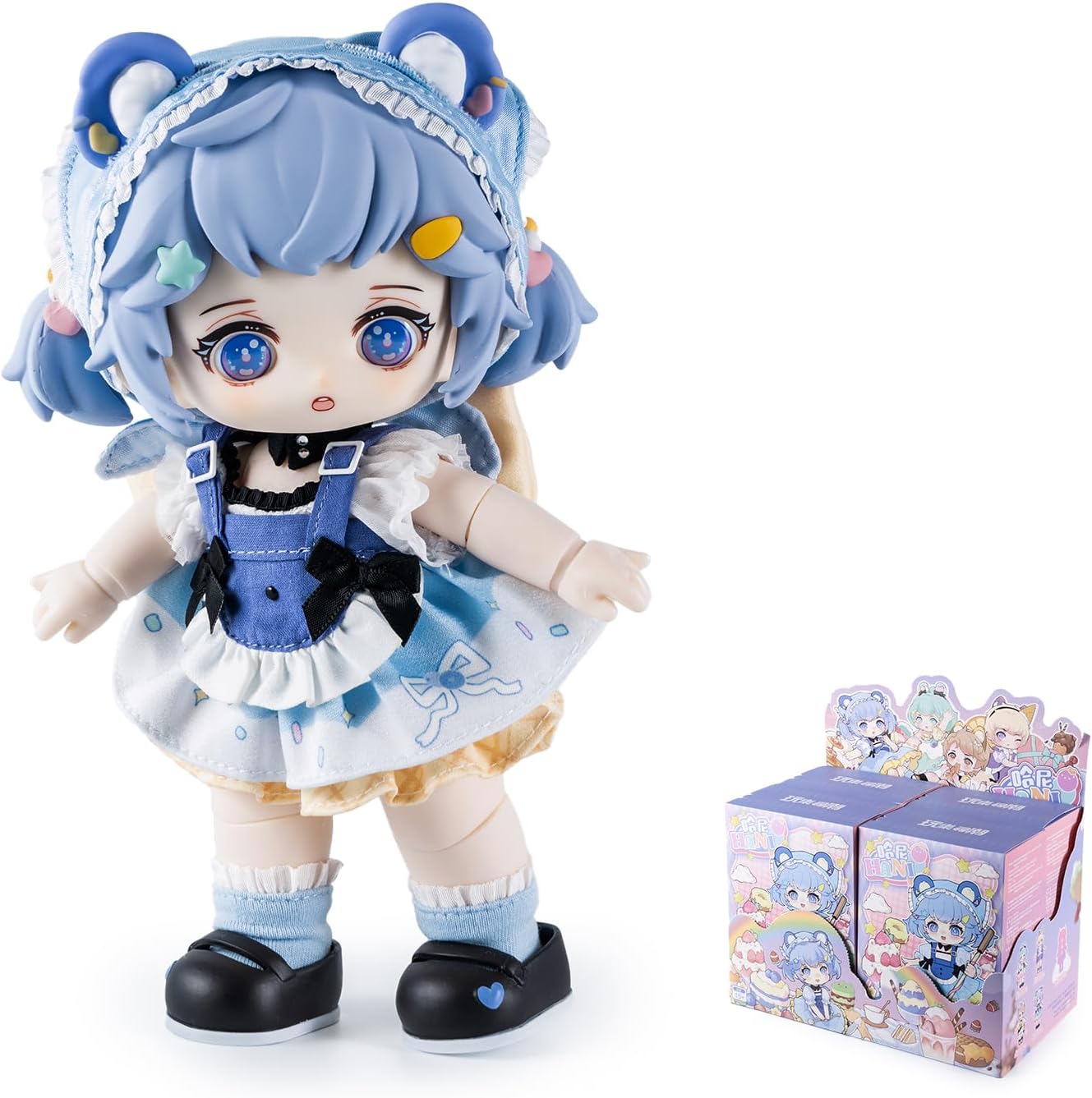 BEEMAI Hamani Sweet Afternoon Tea Series, 1 Set, 4 Boxes, Height Approx. 7.7 - 8.1 inches (19.5 - 20.5 cm), PVC & ABS, 1/8 BJD Joint Action Figure, Big Size, Pre-painted, Present (Full Set)
