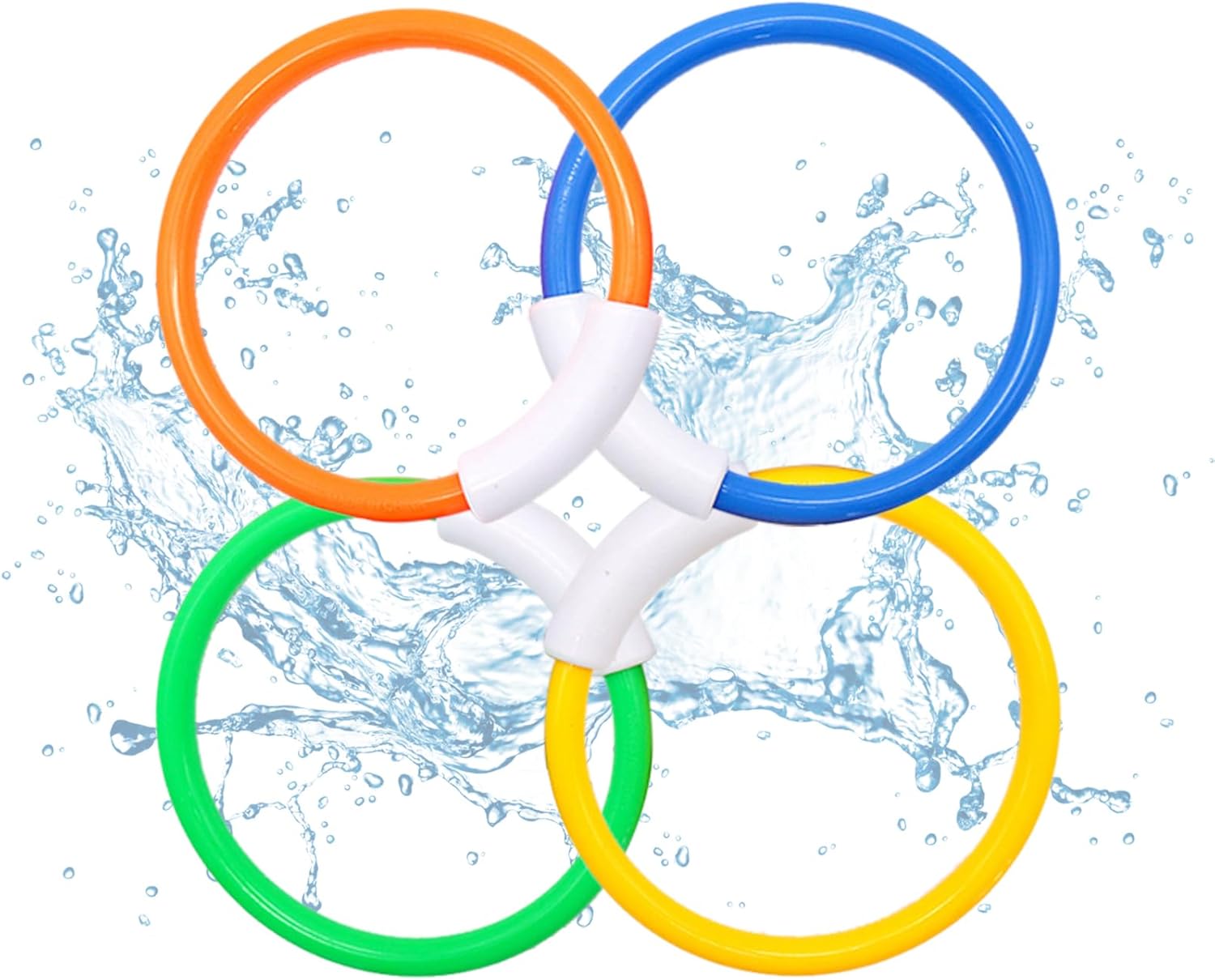 Jiuhao Diving Toys for Kids, 4 Pcs Summer Fun Swimming Pool Dive Toy for Girls & Boys, Underwater Training Toys Diving Games Children's Gifts (Diving Rings)