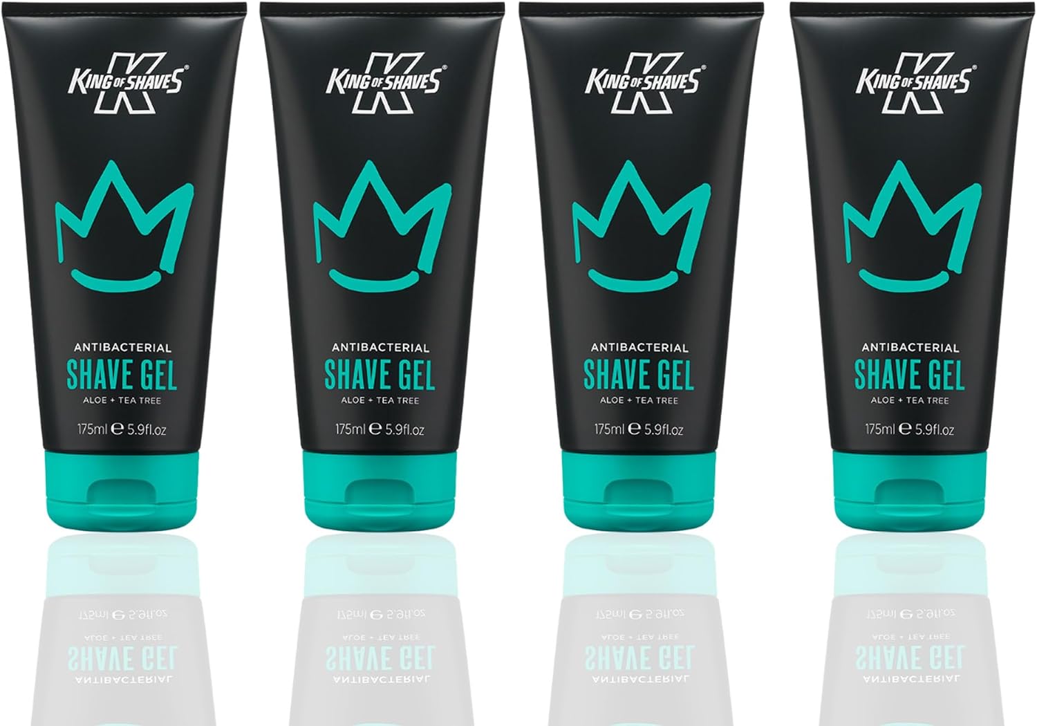 King of Shaves Antibacterial Shaving Gel for Men, Low Foam for A Precise Shave, Suitable for All Skin Types, Clear Shaving Gel For Men, 4x175ml