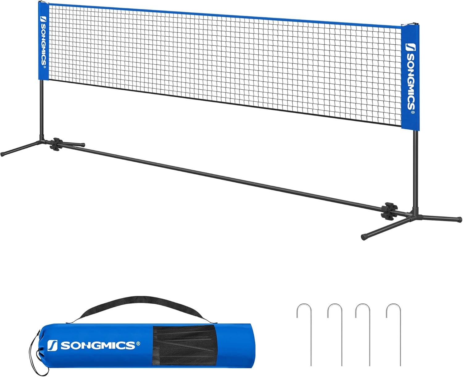 SONGMICS 3 m Badminton Net, Volleyball Net, Adjustable Poles Height, Portable Set for Tennis