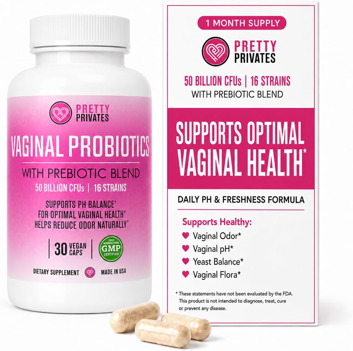 Vaginal Probiotics for Women for pH Balance Support - 1 Month Supply