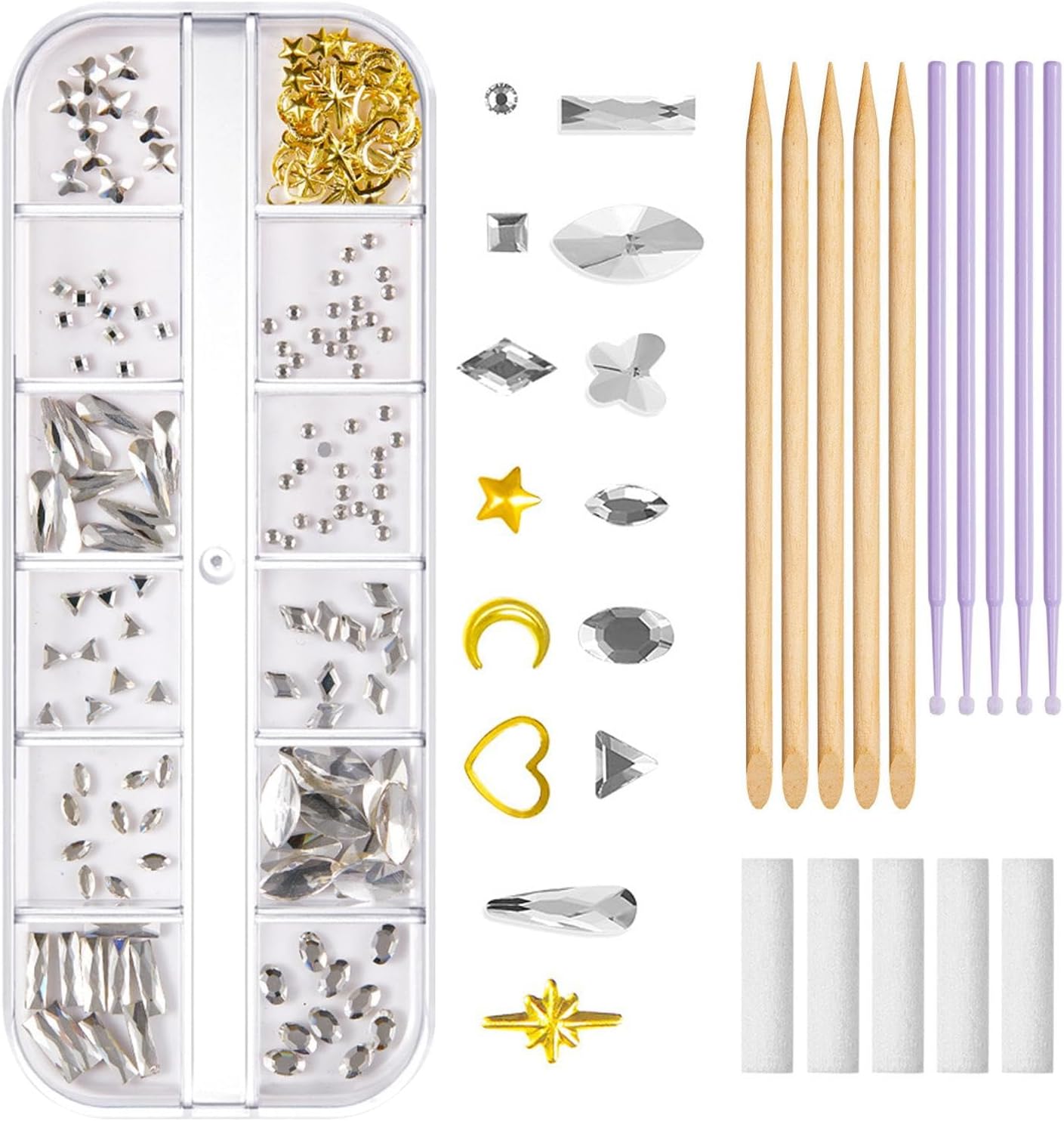 Meindin Gems for Teeth - Fashionable Teeth Jewelry Gems | Reflective Tooth, Tooth Artificial Crystal, Multi Shaped Gems for Halloween Teeth