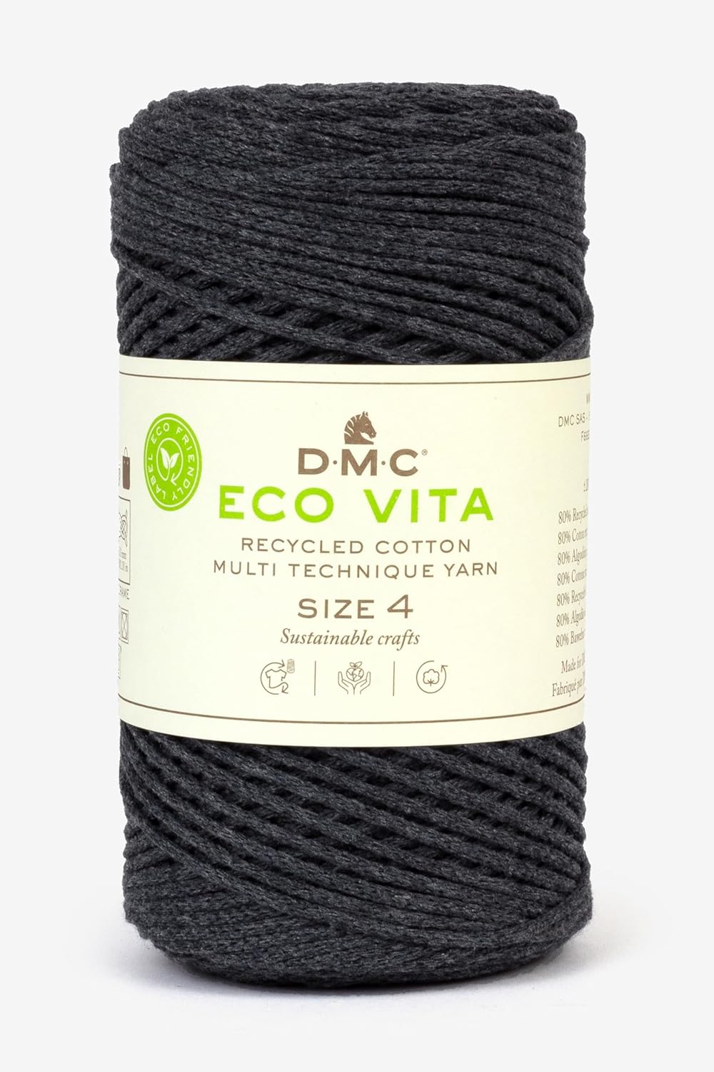 DMC Eco Vita 4, Dark Blue Crochet Knitting Macrame Yarn, 250g