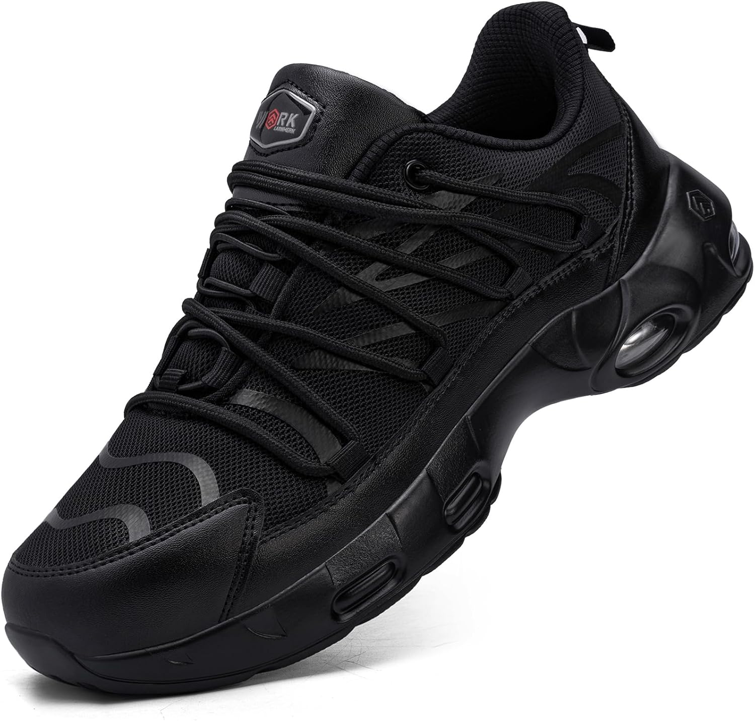 LARNMERN Men's Safety Trainers Steel Toe Cap Work Shoes, Air Cushion Lightweight, Mesh Utility Footwear, Modern Style, Construction, 9 UK