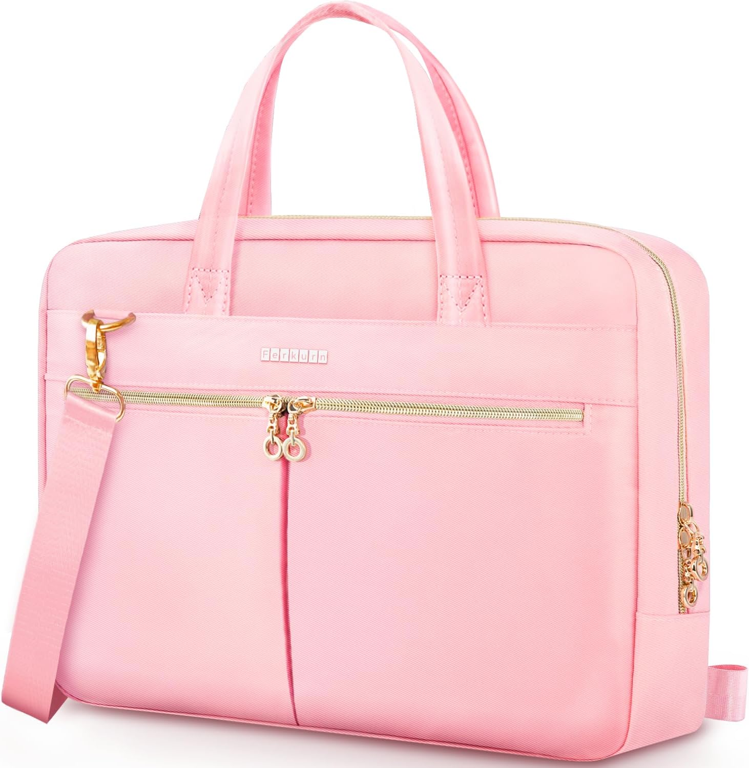 Ferkurn Laptop Bag Case for Women Men Briefcase Messenger Computer Bag with Shoulder Compatible with Macbook Pro/Air, HP Pavilion, XPS, Ideapad, ASUS, Acer, Samsung, Black, 15 15.6 16 Inch