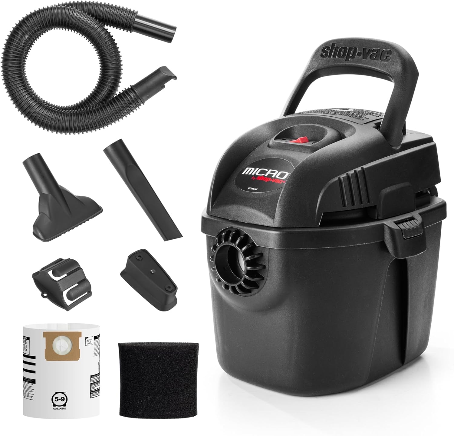 Shop-Vac 2021005 1 Gallon Micro Wet/Dry Vacuum, 1.0 Peak HP, 1.25 Inch Diameter x 4 Foot Hose, 6 Food Cord, Lightweight And Portable, Quick Wet/Dry Pickup