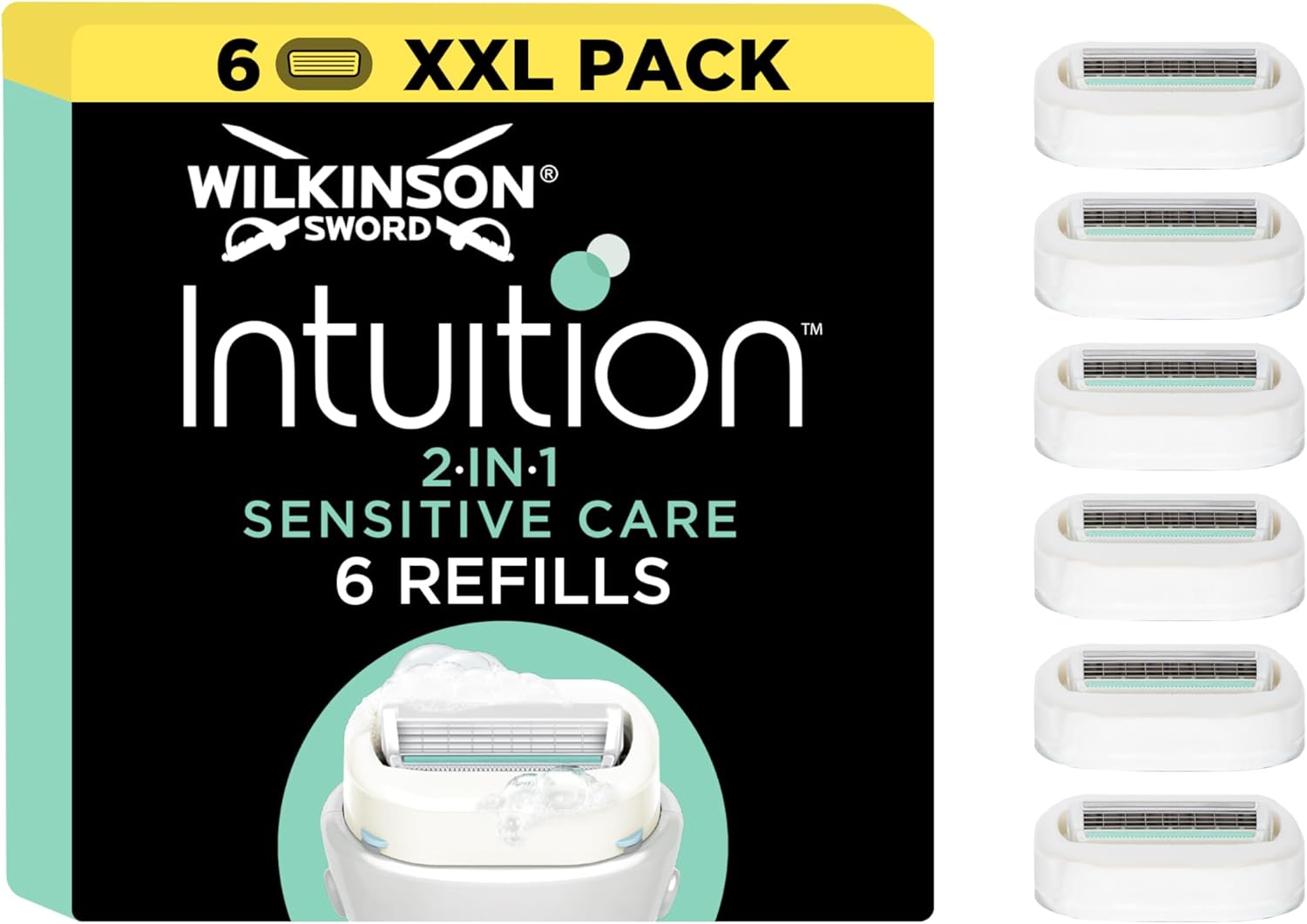 Wilkinson Sword Intuition Sensitive Care Women's Razor Blade Refills, Pack of 6, Enriched with Aloe Vera & Vitamin E