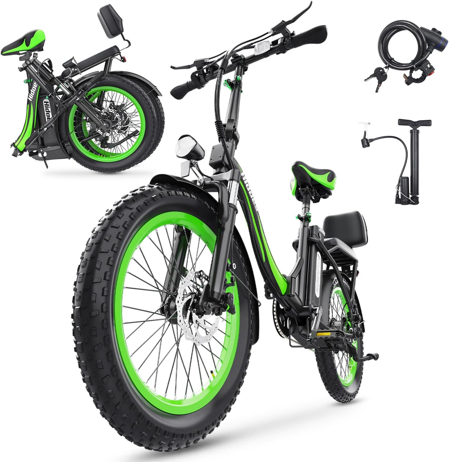 Hidoes C1 Foldable Electric Bike, 20" Portable Ebike with 48V (624Wh) Removable Battery, Electric Bike 250W Motor with Adjustable Shock, Spring-Loaded Seat and LCD-Display, Folding Bikes for Adults