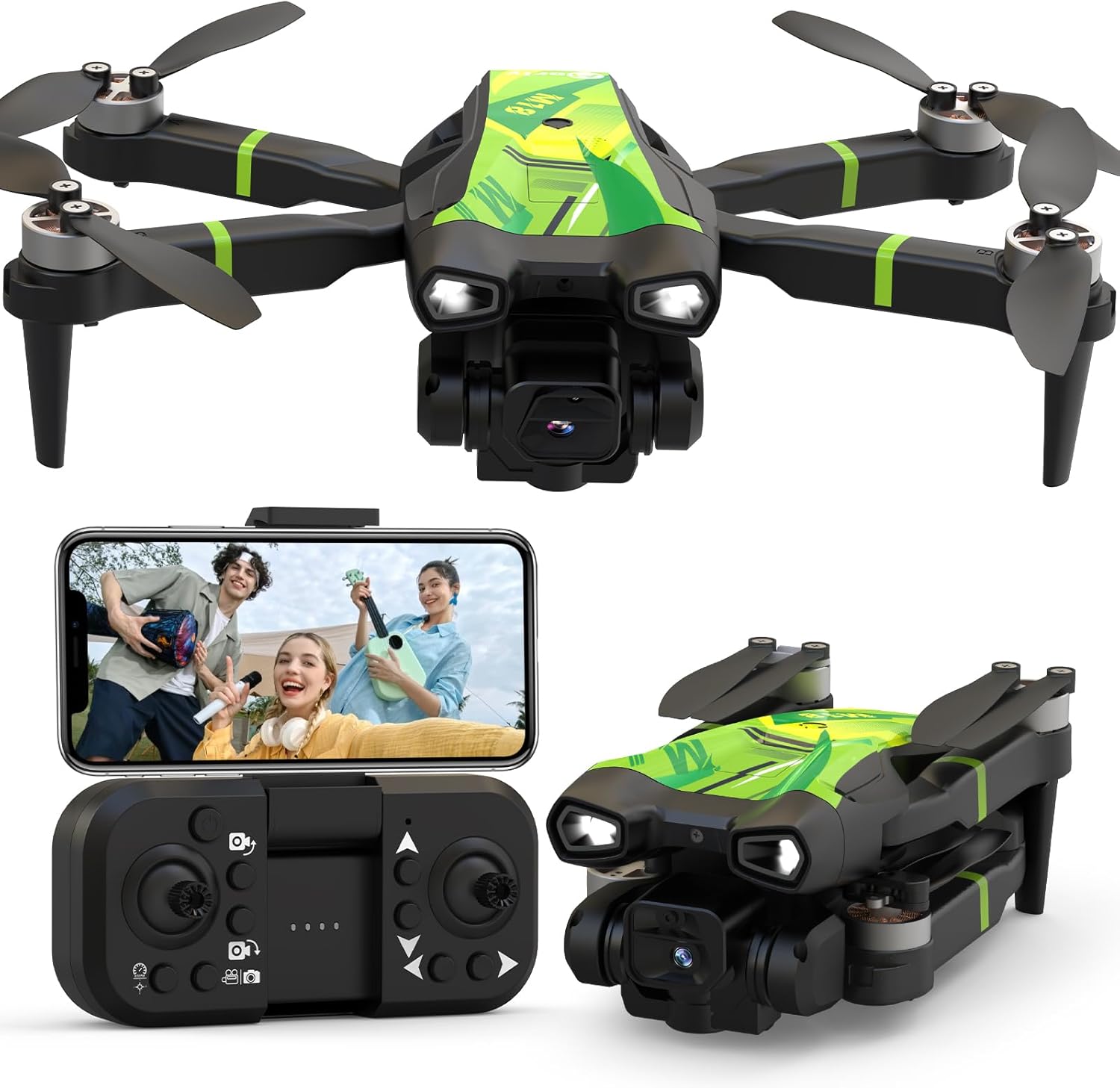 M18 1080P Mini Drone with Brushless Motor Foldable RC Quadcopter for Adults Optical Flow Positioning Headless Mode