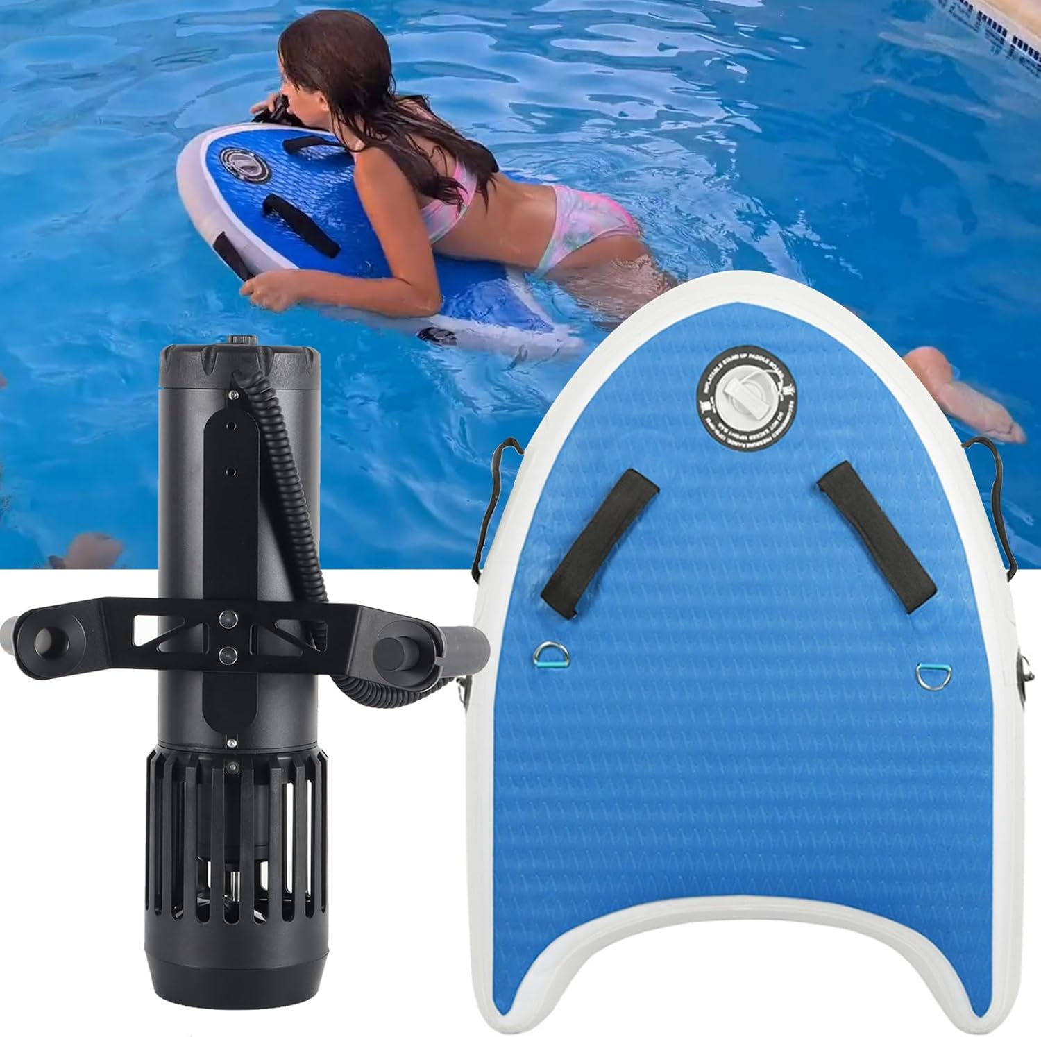 DCCMS Underwater Scooter & Mini Paddleboard, Thumb-Control SeaScooter with Action Camera Mount, Suitable for Surfing, Scuba Diving & Snorkeling, Portable & Powerful Water Scooter for Both Adult & Kids