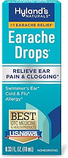 Hyland's Earache Drops, Natural Relief of Swimmer's Ear, Cold & Flu, Allergy Symptoms, Ages 4 & up, Day & Night, 0.33 Fl Oz