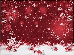 Allenjoy 8 x 6 FT Red Christmas Sparkle Bokeh Snowflakes Photography Background Xmas Party Decor Backdrop for Photo Studio Prop Supplies