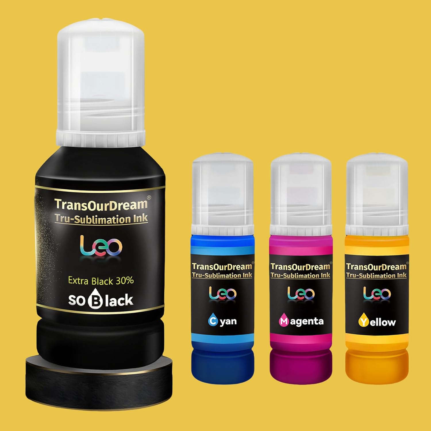 TransOurDream Extra Black 30% Tru-Sublimation Ink 337ML Autofill Bottles for ET-2400 ET-2720 ET-2760 ET-2750 ET-4800 ET-2800 ET-2803 ET-2850 Inkjet Printers Heat Press Transfer on Mugs T-Shirts