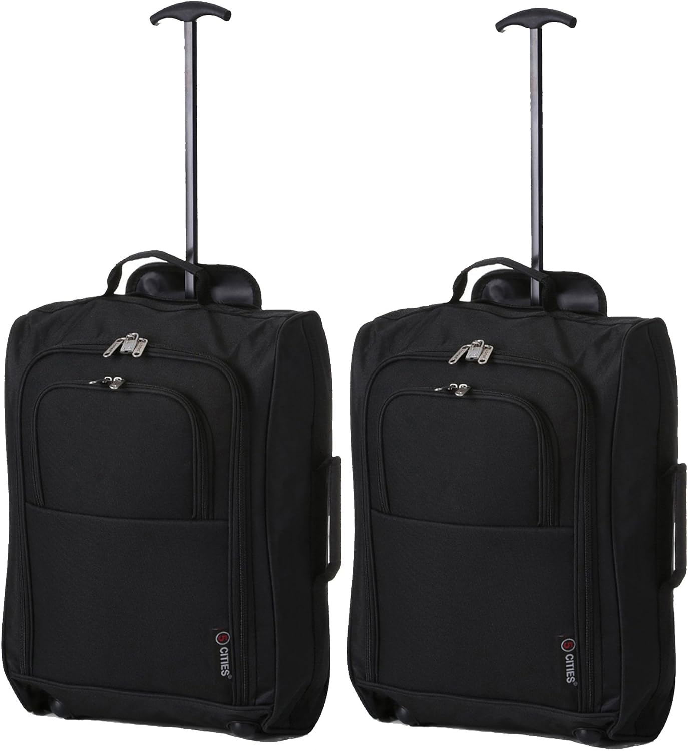 5 Cities The Valencia Collection Hand Luggage, 42 Liters, Plain Black Set of 2