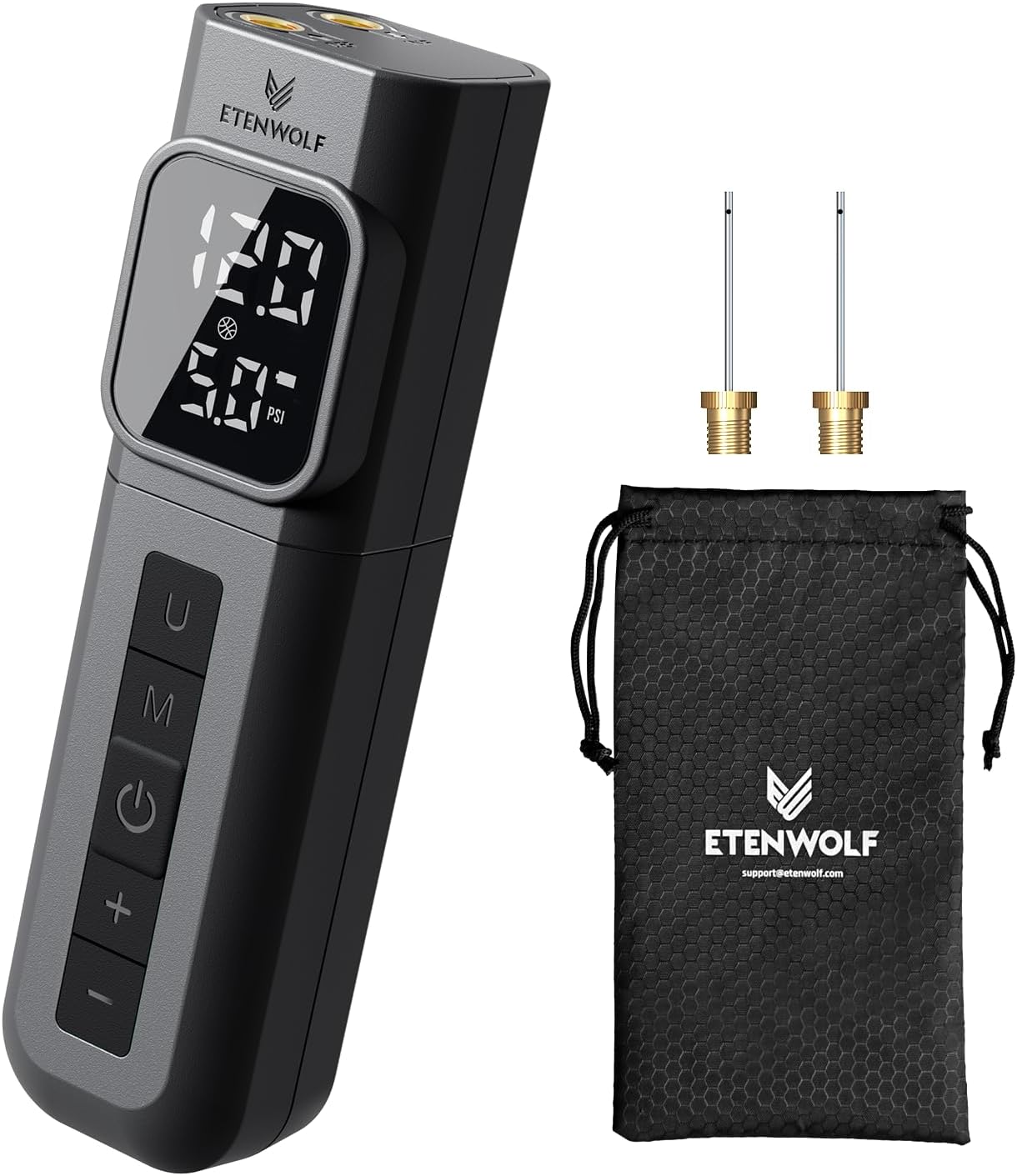 ETENWOLF P200 Electric Ball Pump 2000mAh Sports Air Pump with Digital Pressure Gauge for Basketball Soccer Volleyball