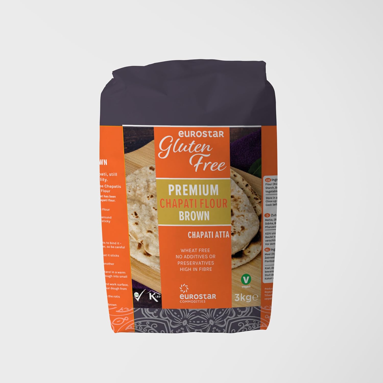 Eurostar Chapati Atta Gluten Free Flour (Brown, 4x3kg)