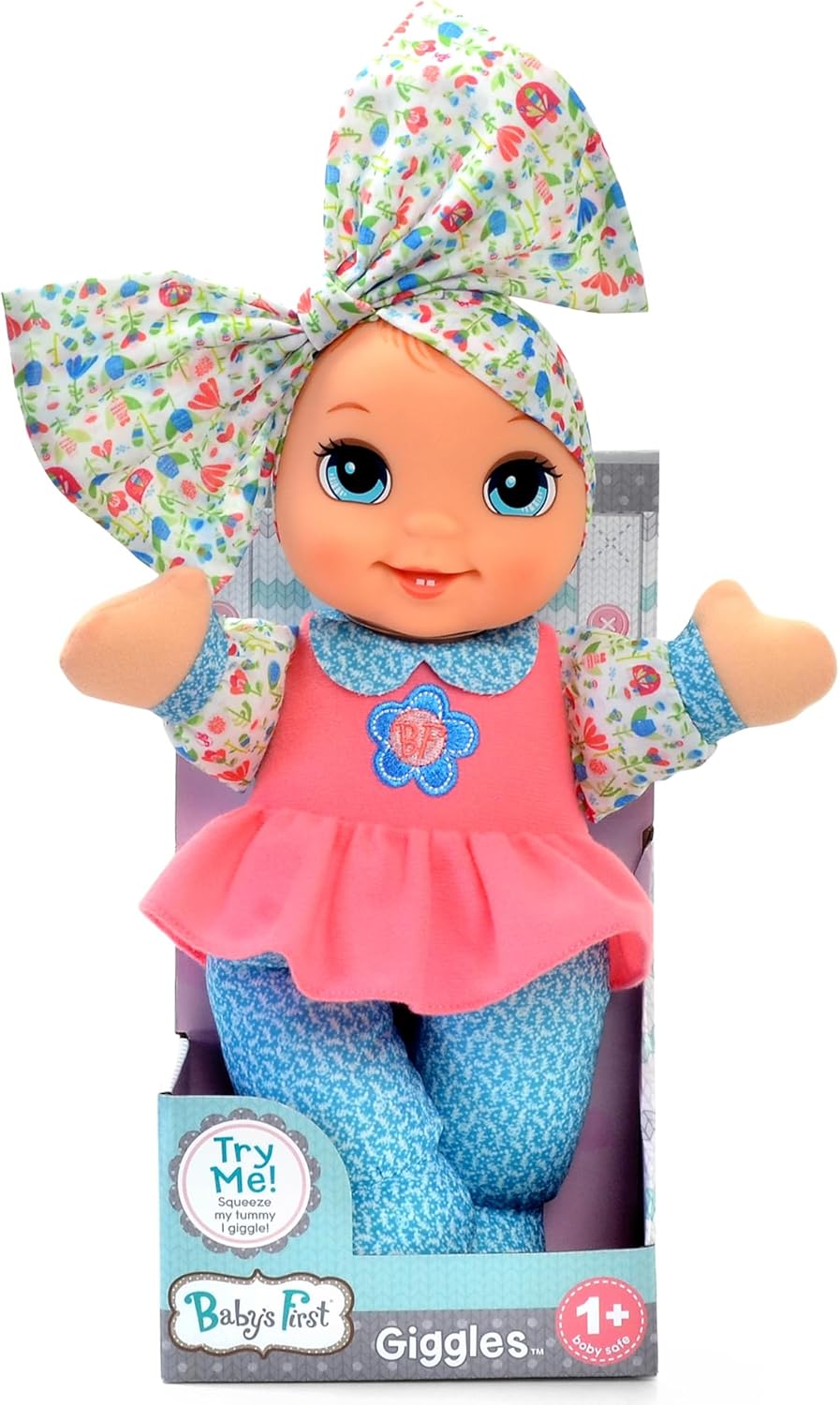 Baby's First Giggles Doll with Print Top & Infectious Giggle Sound Module - Child Safe 1 Year & Up