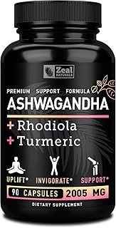 Ashwagandha Complex - Organic Ashwagandha Root Powder + Rhodiola Rosea + Turmeric - Premium Support Formula - Ashwagandha Capsules Supplement